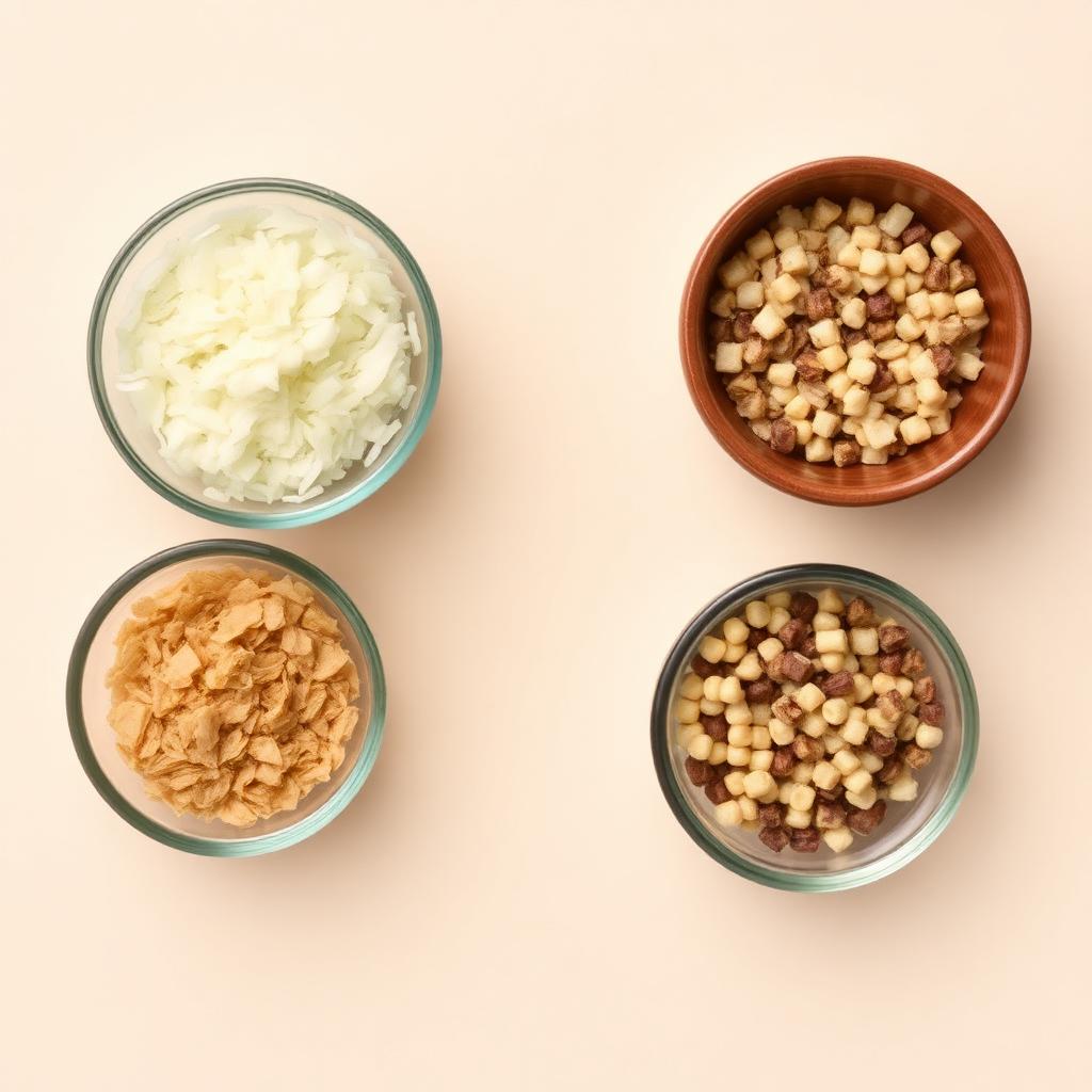 Dried onion flakes and garlic granules
